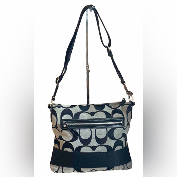 Coach Black/Gray Monogram Sling Crossbody Shoulder Bag Authentic Good Condition - Picture 3 of 10